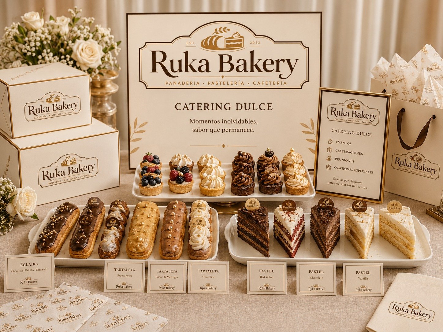 Éclairs y tartaletas variadas de Ruka Bakery